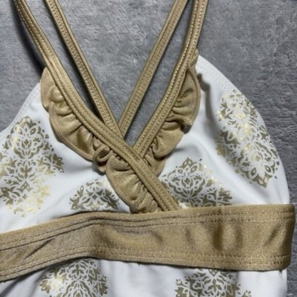 Cabana Llife Girl's Toddler 2T White Gold Swimsuit Cover-Up Set UPF Protection - Picture 4 of 15